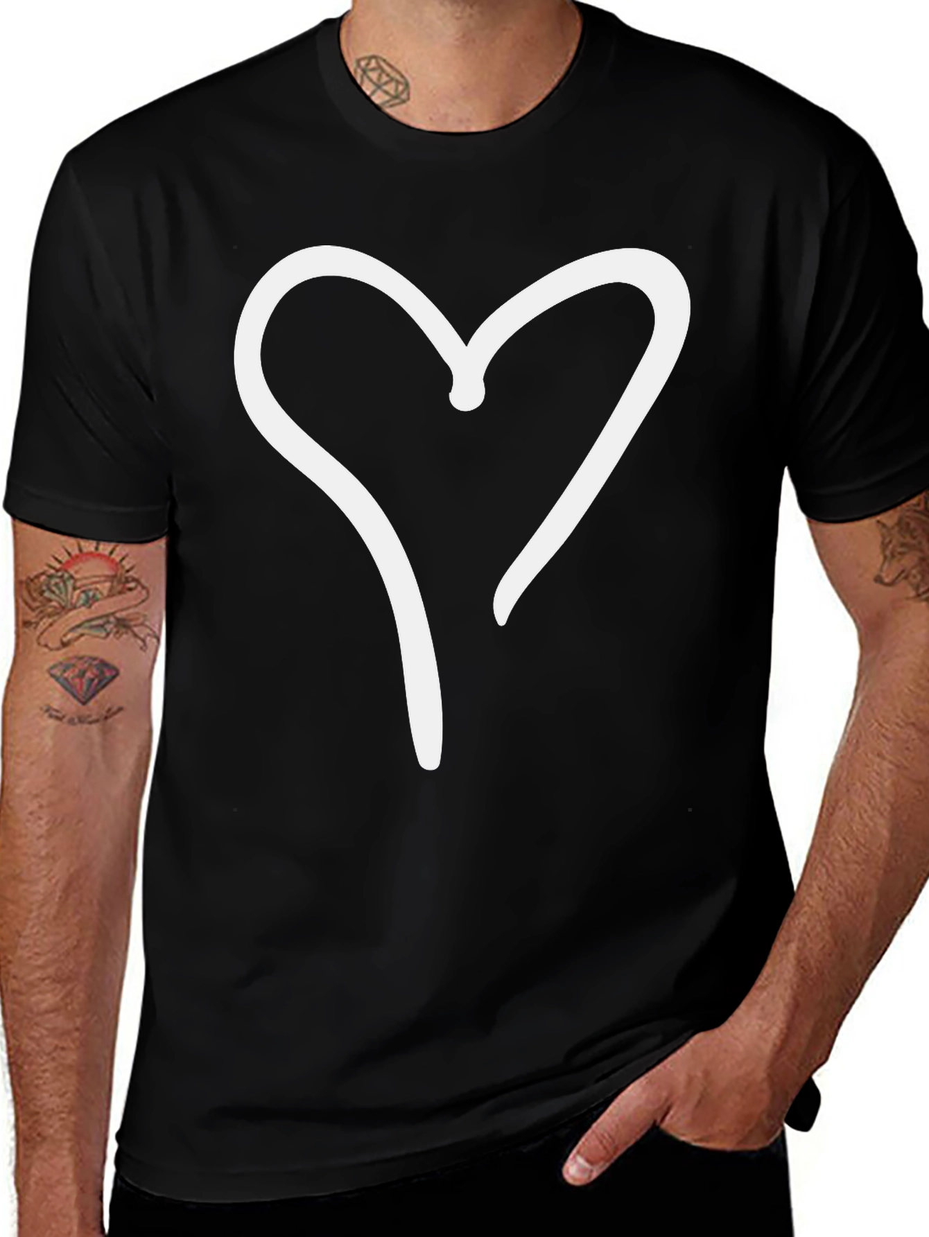 Heart Graphic Black Tee - Casual Style