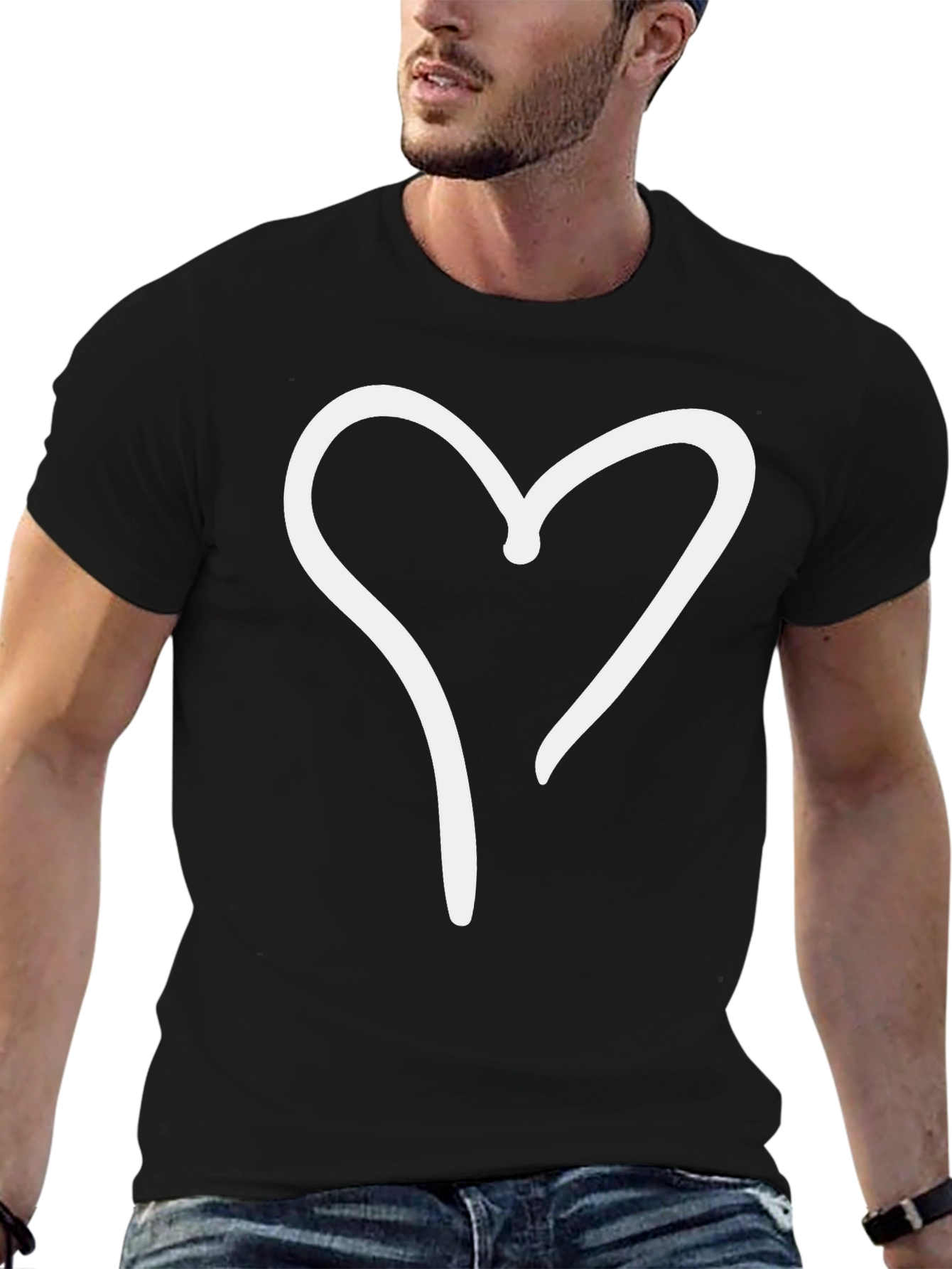 Heart Graphic Black Tee - Casual Style