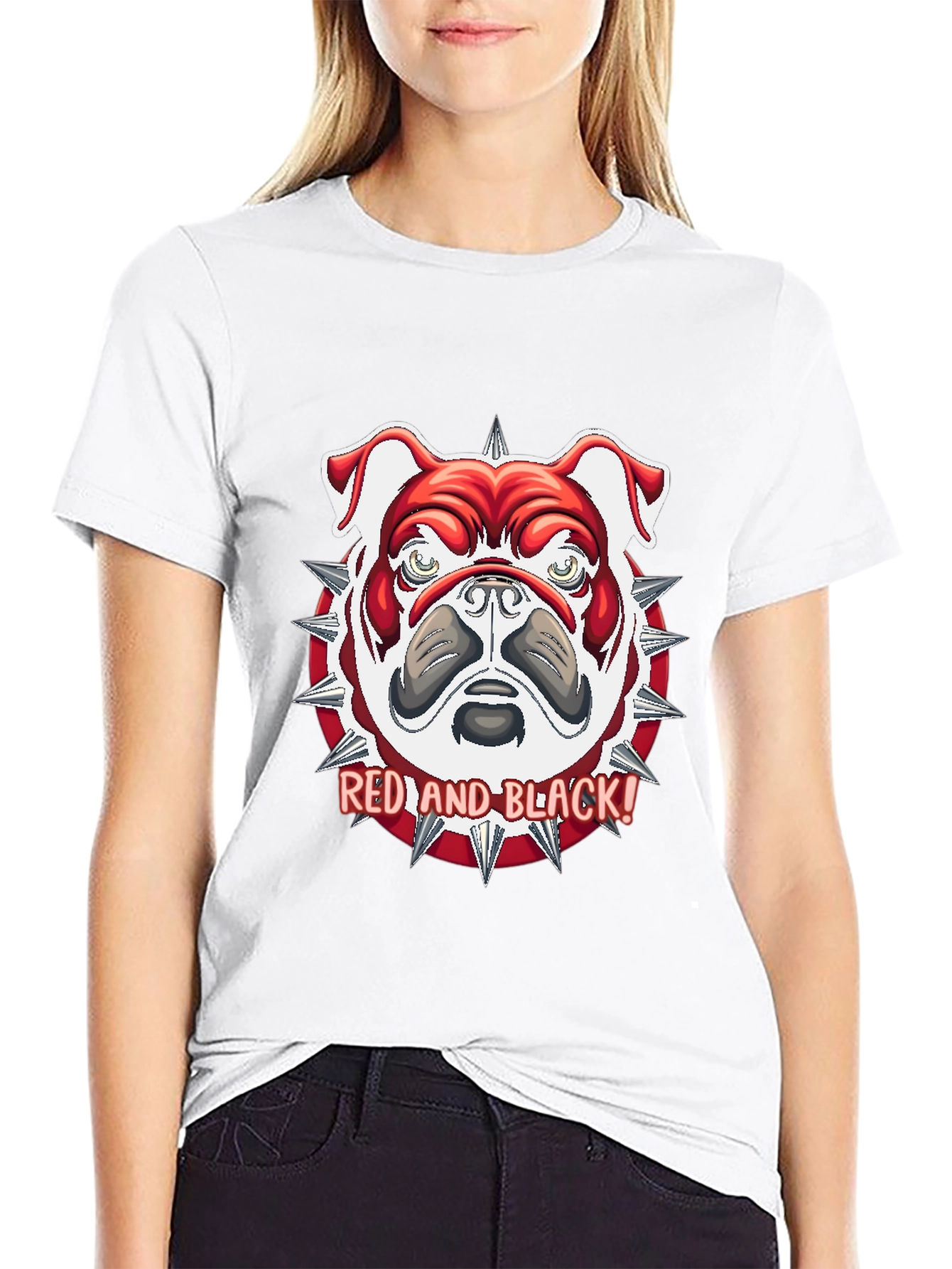 Red and Black Bulldog Graphic Tee