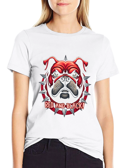 Red and Black Bulldog Graphic Tee