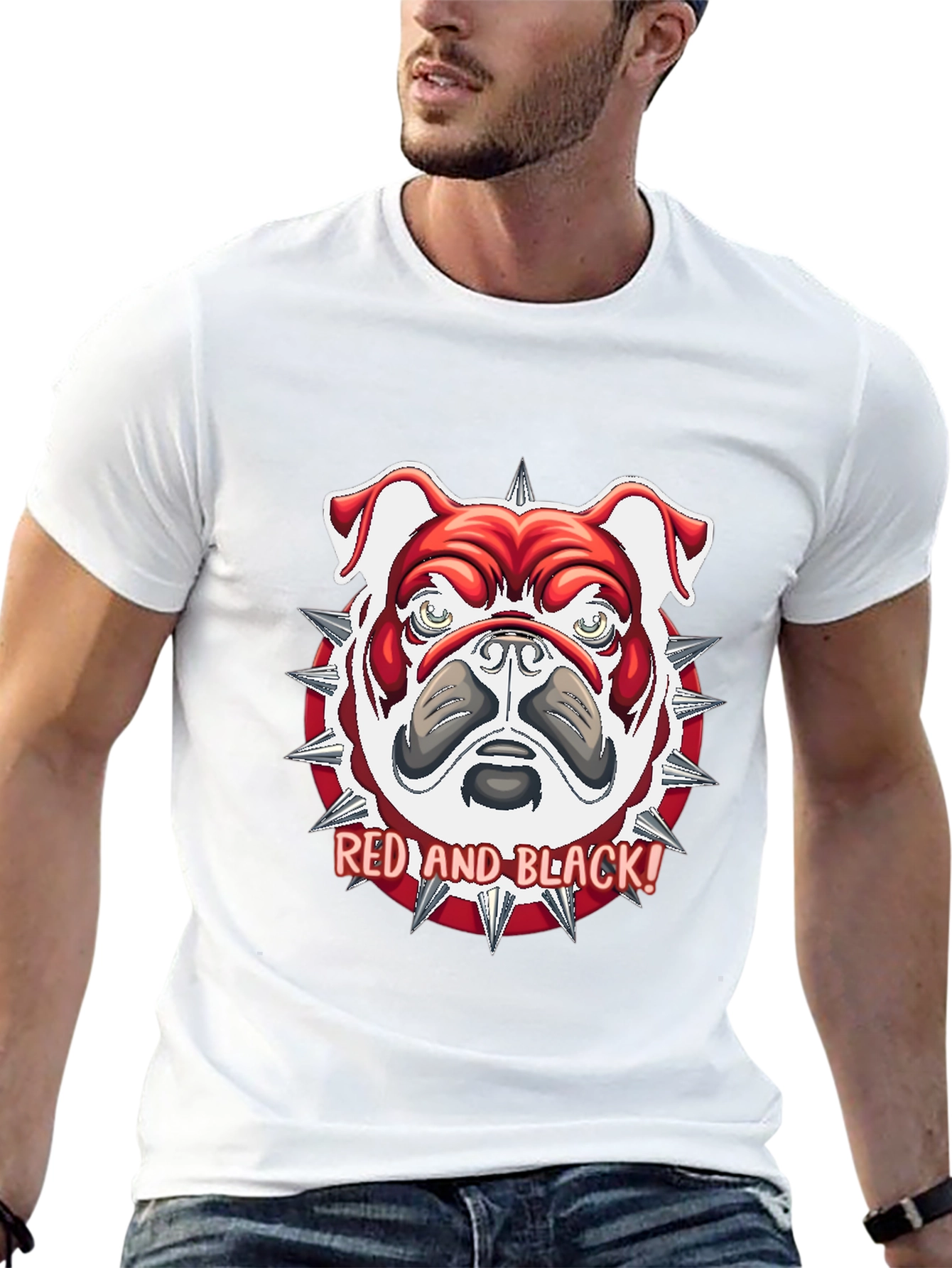Red and Black Bulldog Graphic Tee