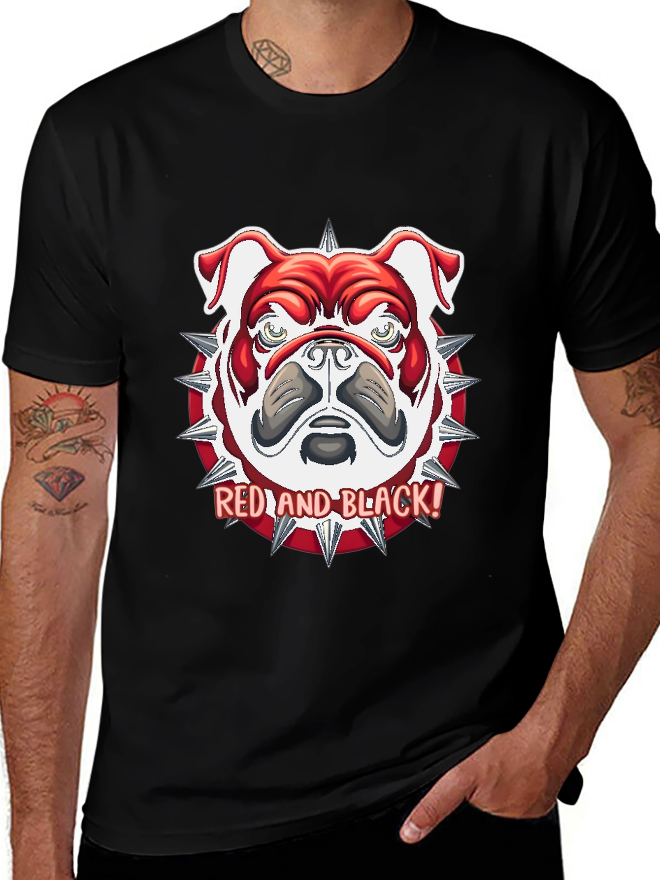 Red and Black Bulldog Graphic Tee