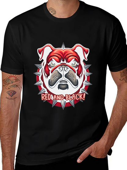 Red and Black Bulldog Graphic Tee