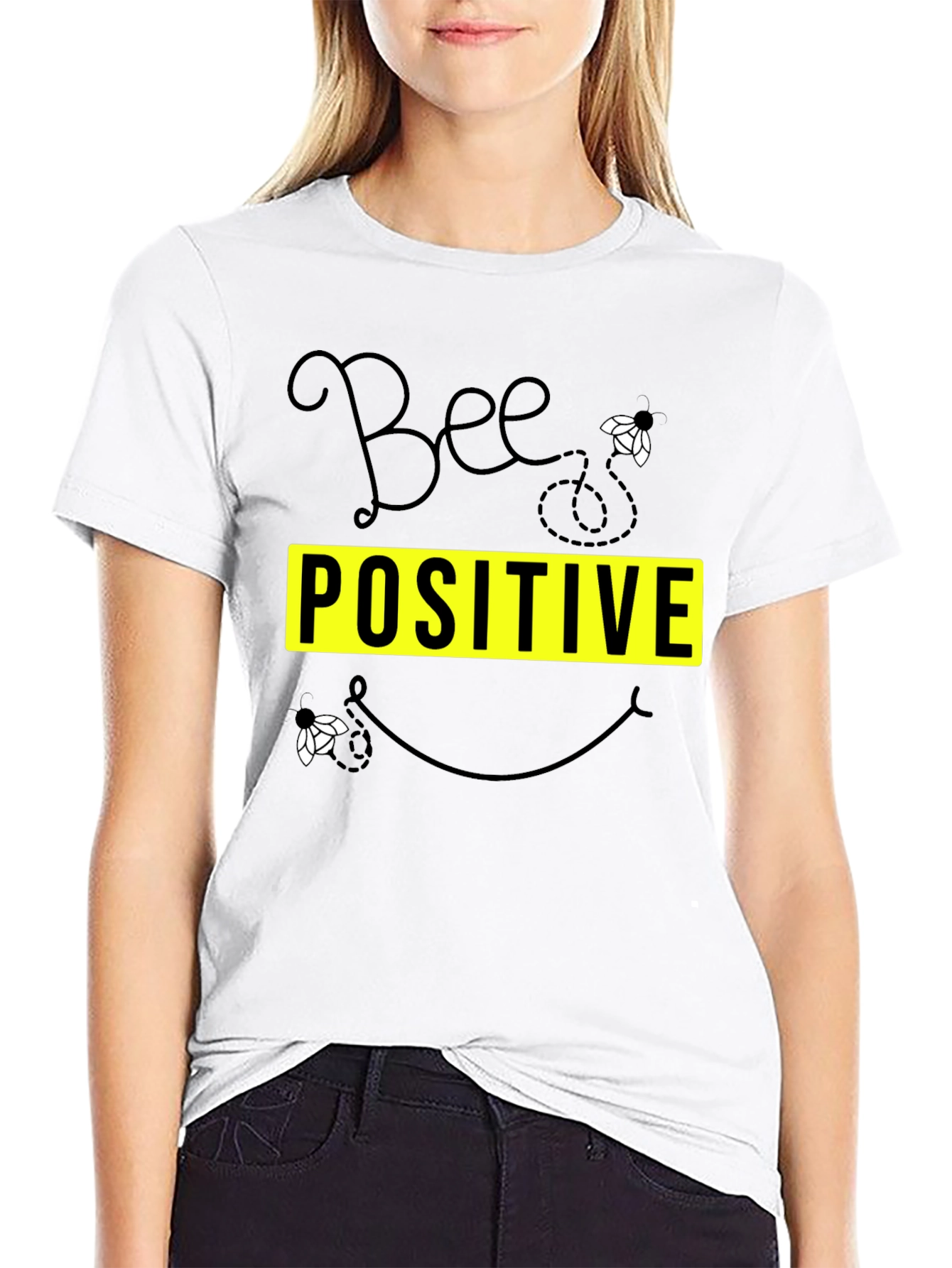 Bee Positive Graphic T-Shirt - Black