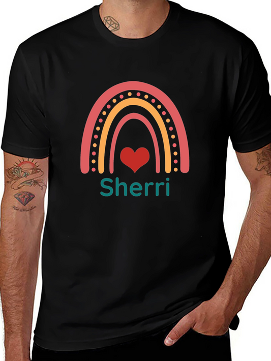 Personalized Rainbow Heart T-Shirt - Sherri Custom Name Tee