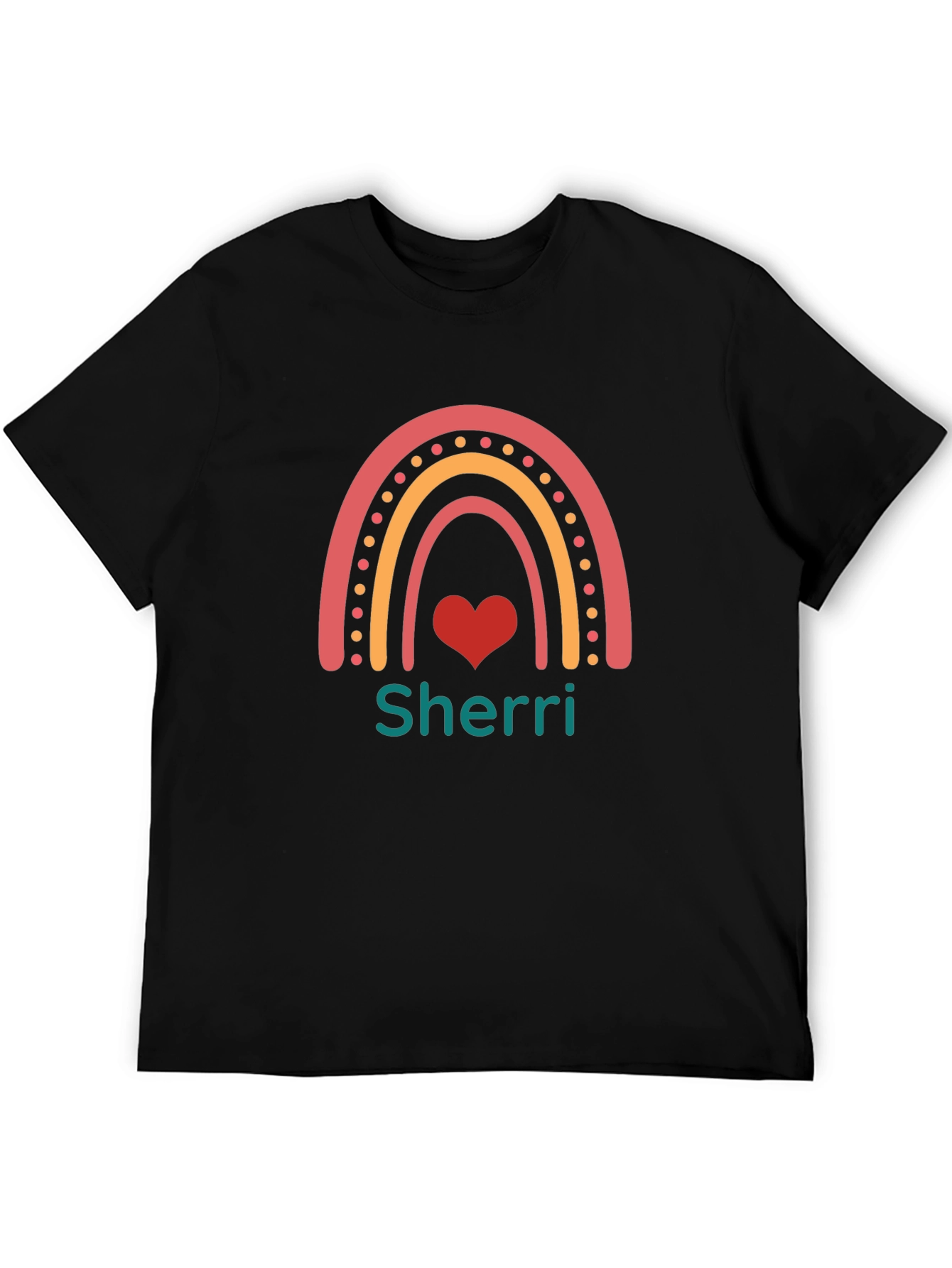 Personalized Rainbow Heart T-Shirt - Sherri Custom Name Tee