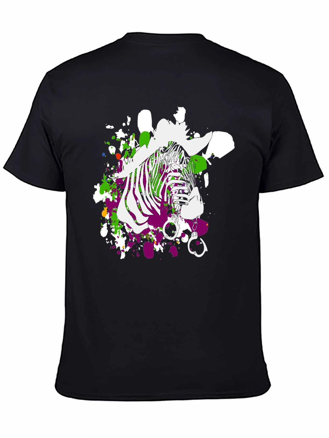 Zebra Graphic Print Mens T-Shirt - Black