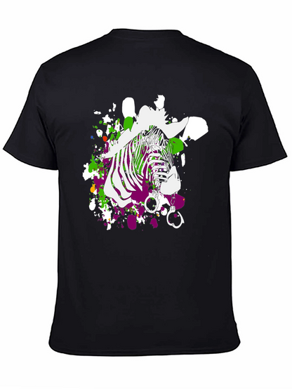 Zebra Graphic Print Mens T-Shirt - Black
