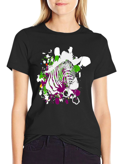 Zebra Graphic Print Mens T-Shirt - Black