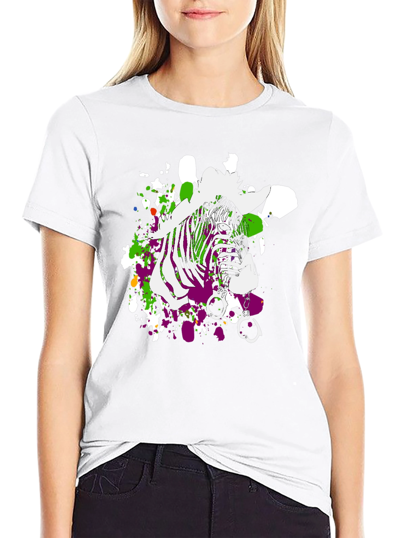 Zebra Graphic Print Mens T-Shirt - Black