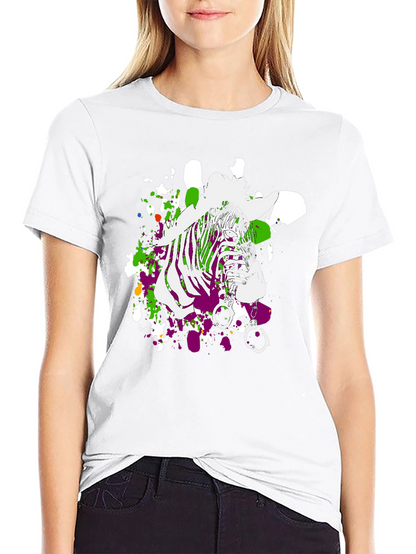 Zebra Graphic Print Mens T-Shirt - Black