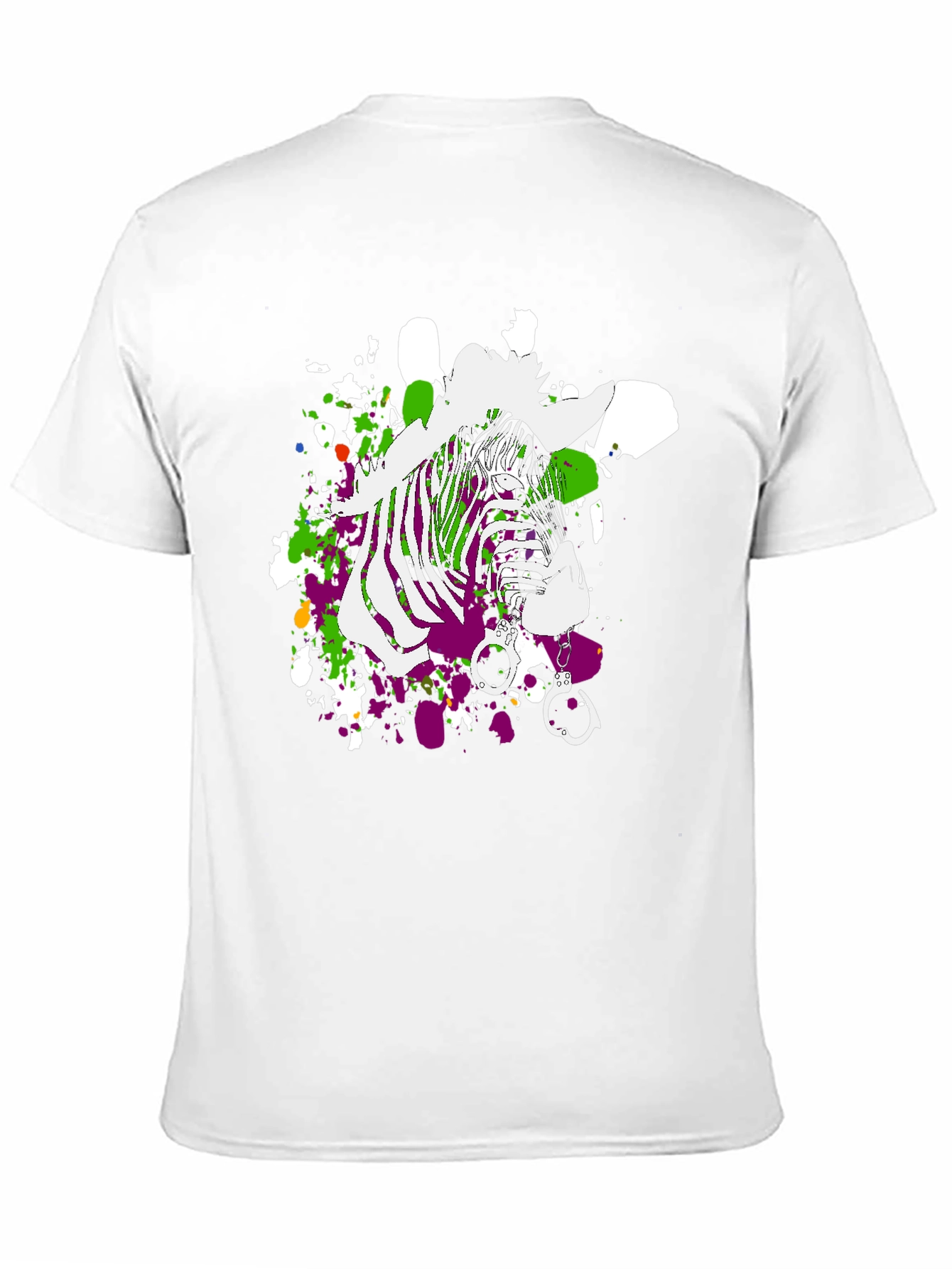 Zebra Graphic Print Mens T-Shirt - Black