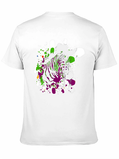 Zebra Graphic Print Mens T-Shirt - Black