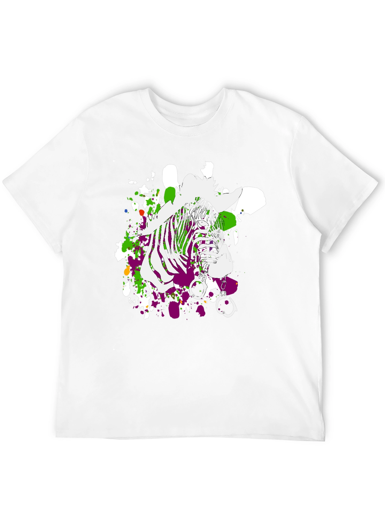 Zebra Graphic Print Mens T-Shirt - Black