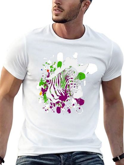 Zebra Graphic Print Mens T-Shirt - Black