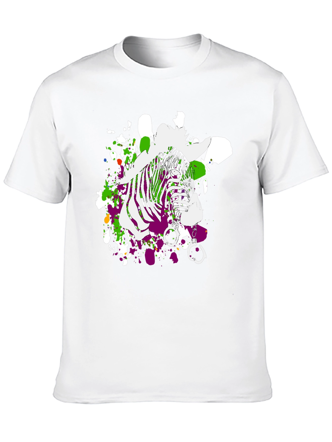 Zebra Graphic Print Mens T-Shirt - Black