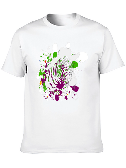 Zebra Graphic Print Mens T-Shirt - Black