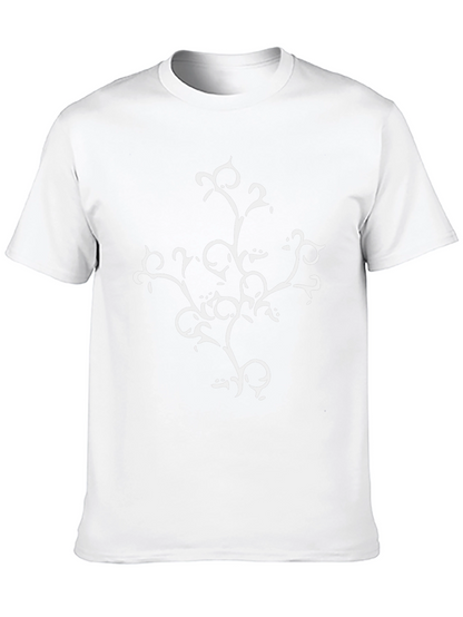 Black T-Shirt with White Botanical Design
