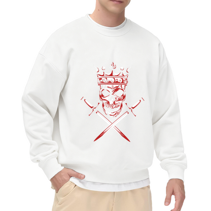 Crowned Skull Crossed Daggers Crewneck Sweatshirt - Gothic Punk Rock Pullover
