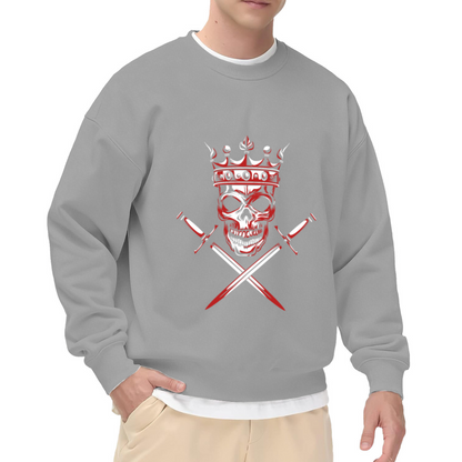 Crowned Skull Crossed Daggers Crewneck Sweatshirt - Gothic Punk Rock Pullover
