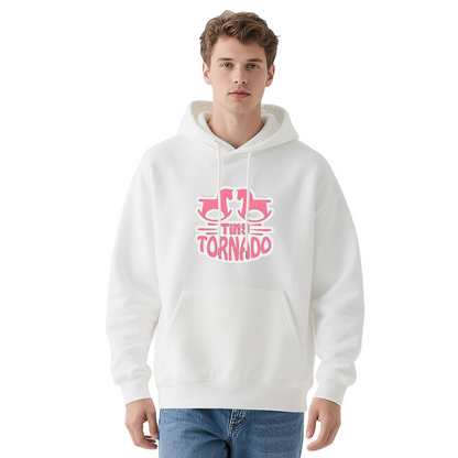 Tims Tornado Retro Pink Logo Grey Hoodie