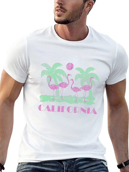 California Flamingo Palm Tree Graphic Tee