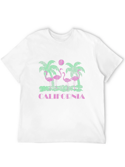 California Flamingo Palm Tree Graphic Tee