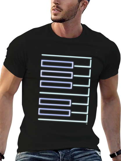 Geometric Neon Graphic Print Black T-Shirt
