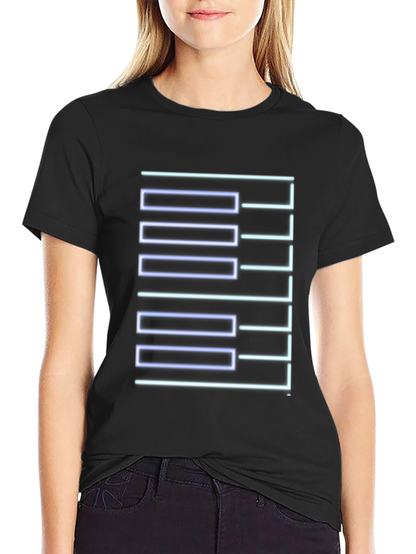 Geometric Neon Graphic Print Black T-Shirt
