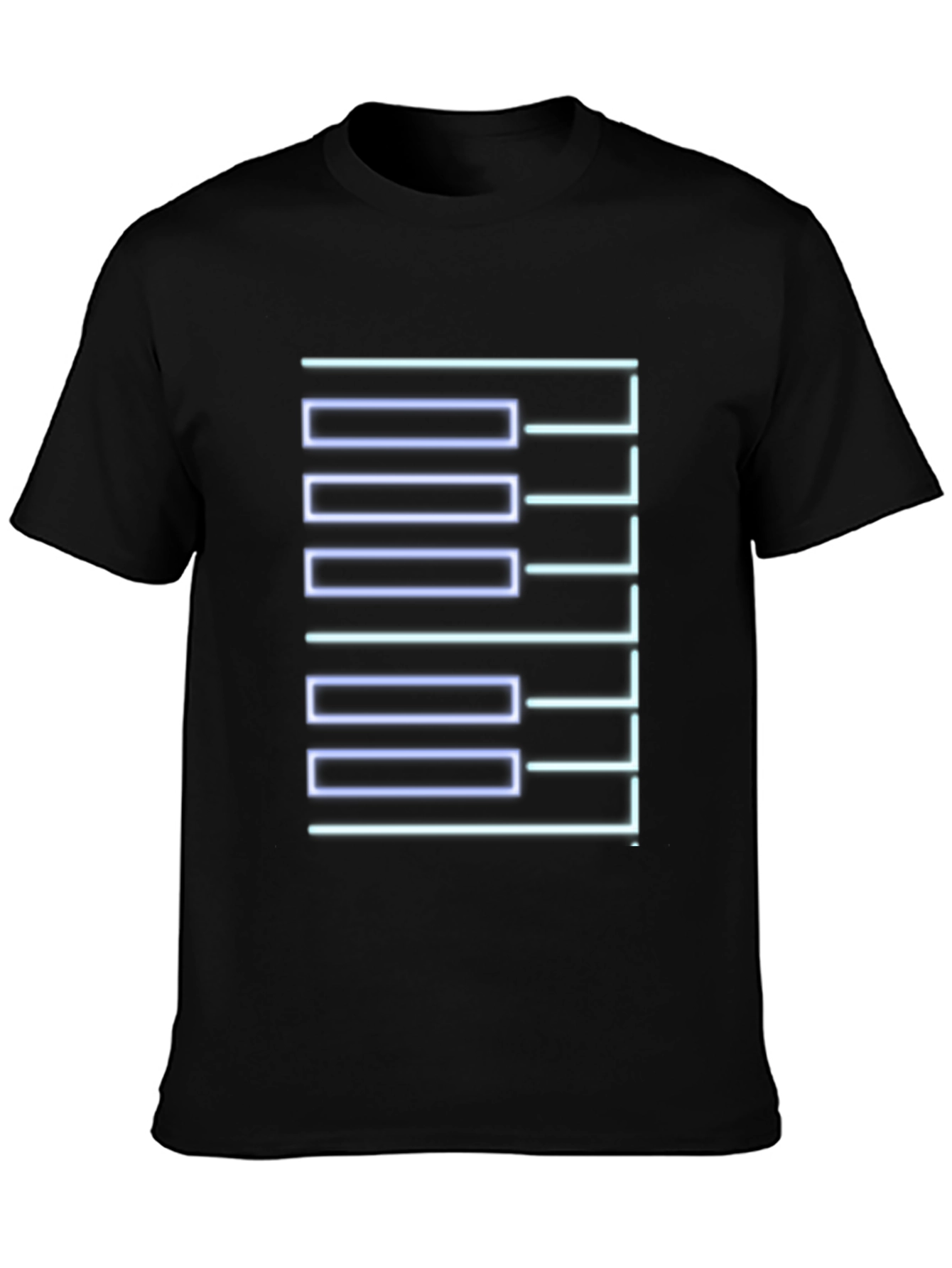 Geometric Neon Graphic Print Black T-Shirt