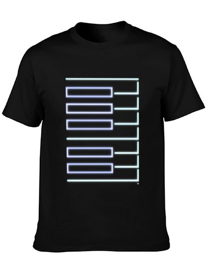 Geometric Neon Graphic Print Black T-Shirt