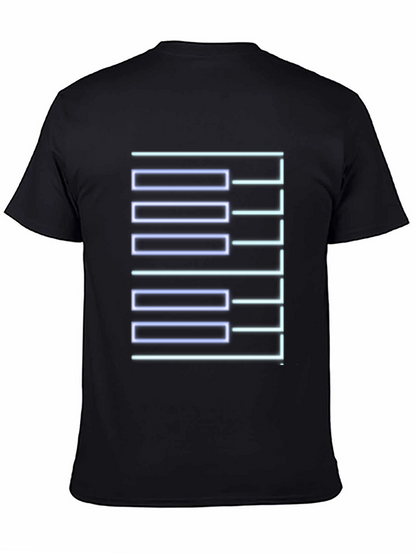 Geometric Neon Graphic Print Black T-Shirt