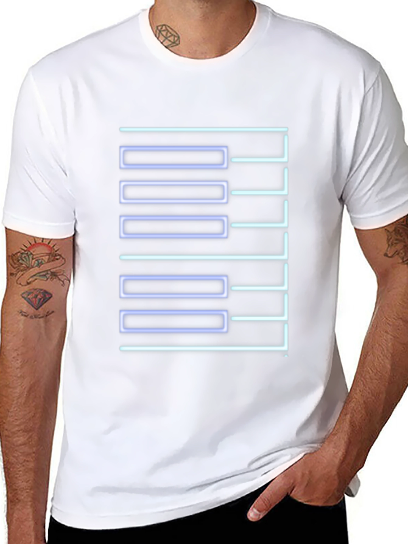 Geometric Neon Graphic Print Black T-Shirt