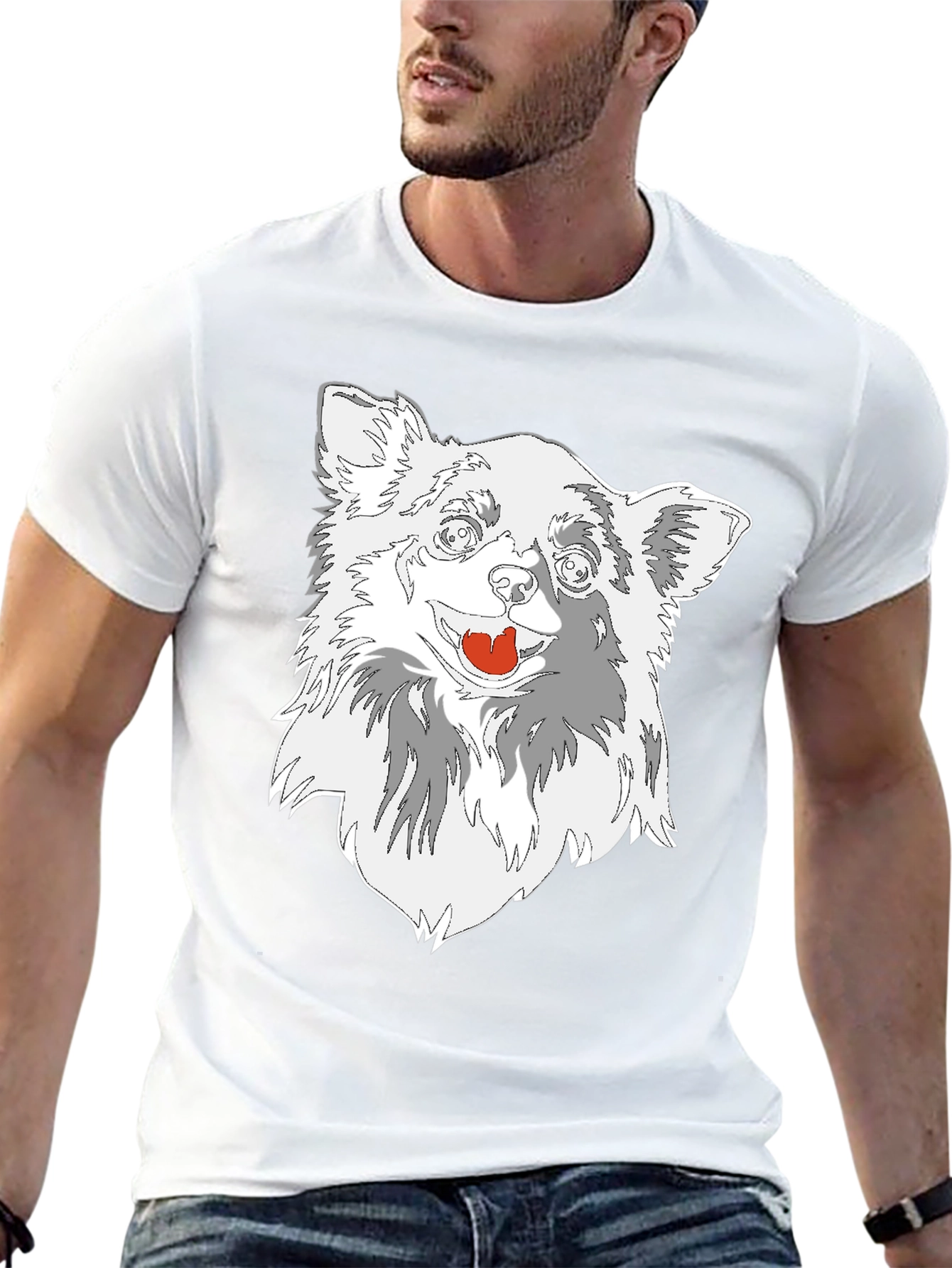 Dog Graphic Tee - Black Cotton Blend