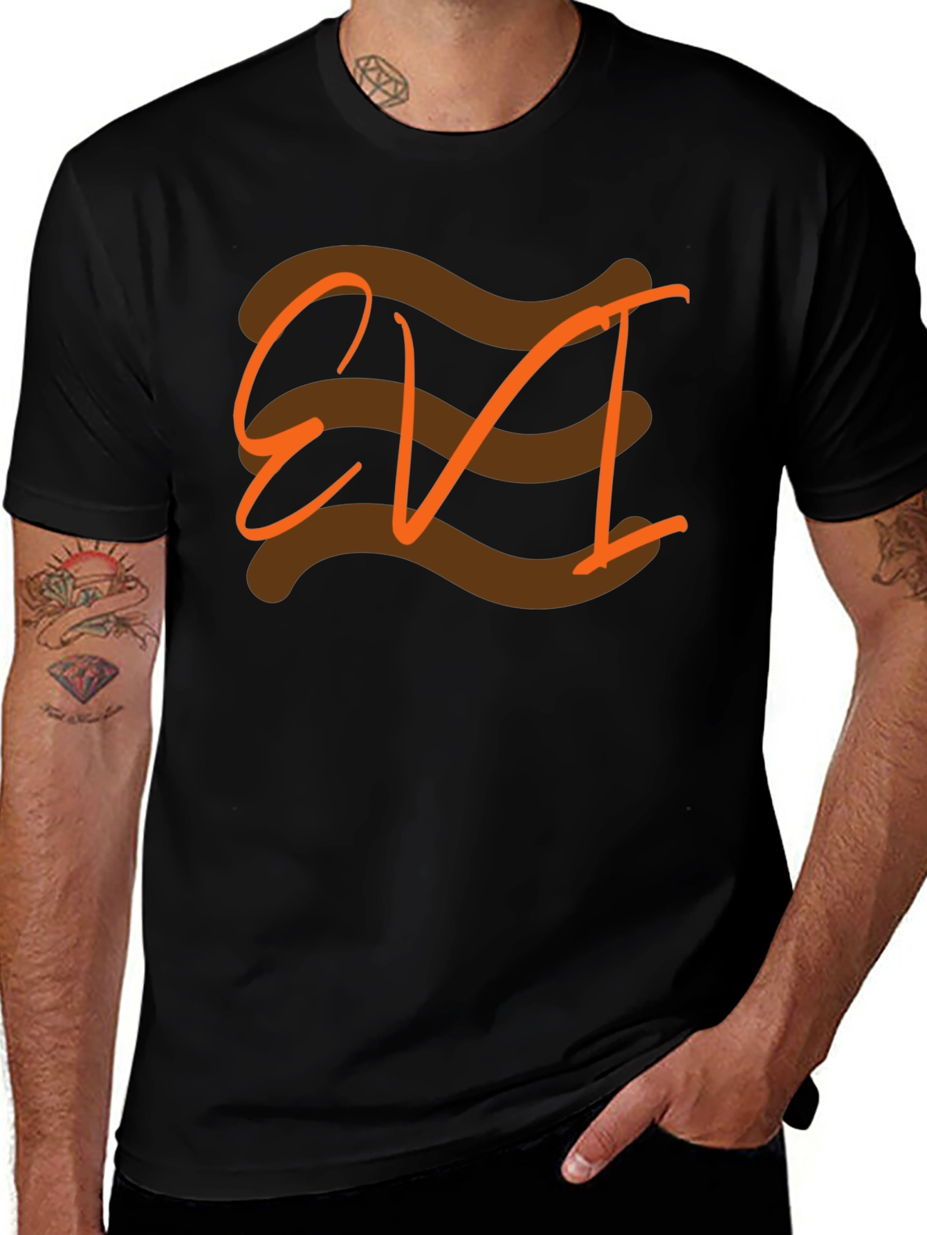 EVI Graphic Tee - Black Cotton Casual T-Shirt