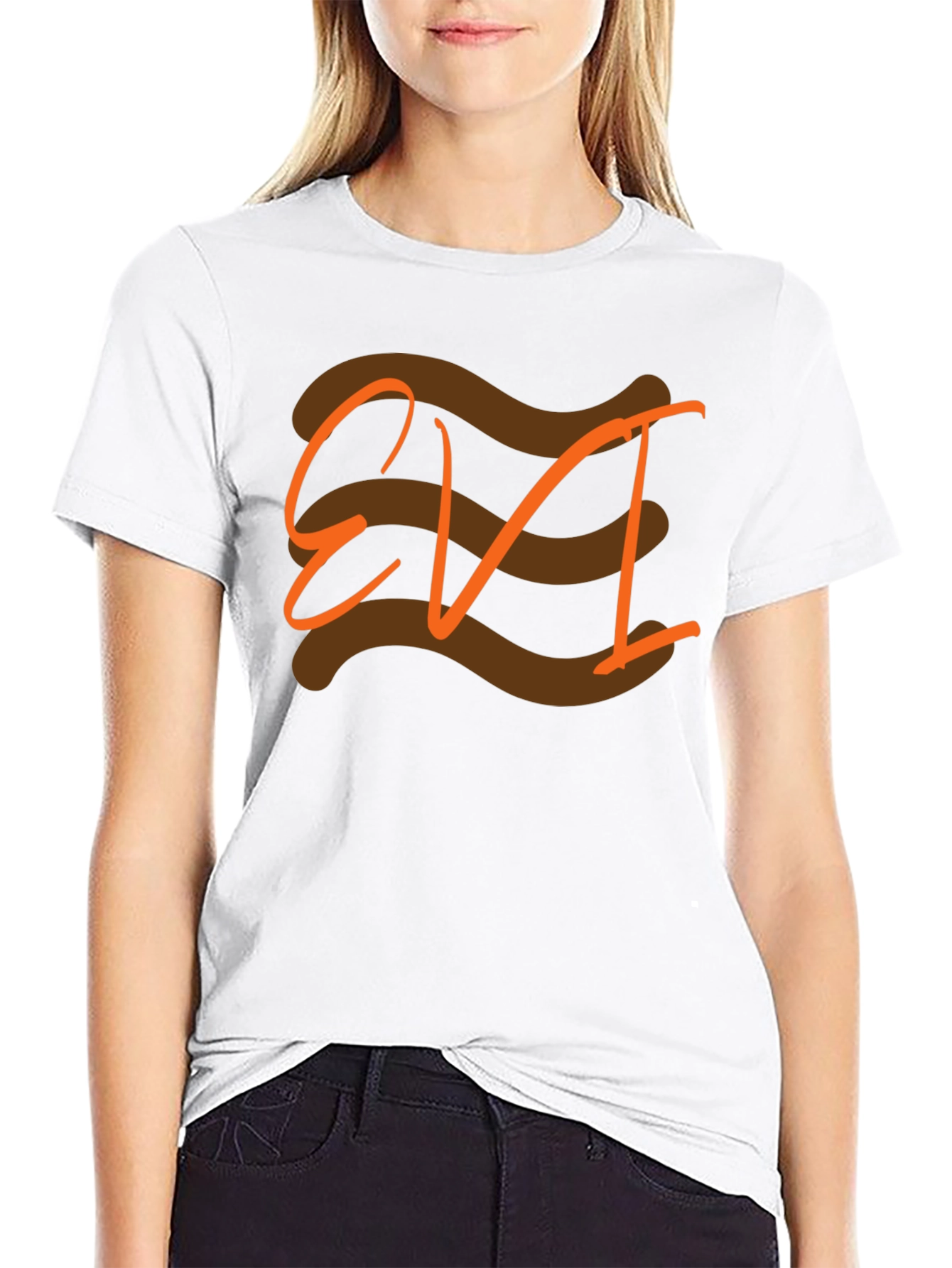 EVI Graphic Tee - Black Cotton Casual T-Shirt