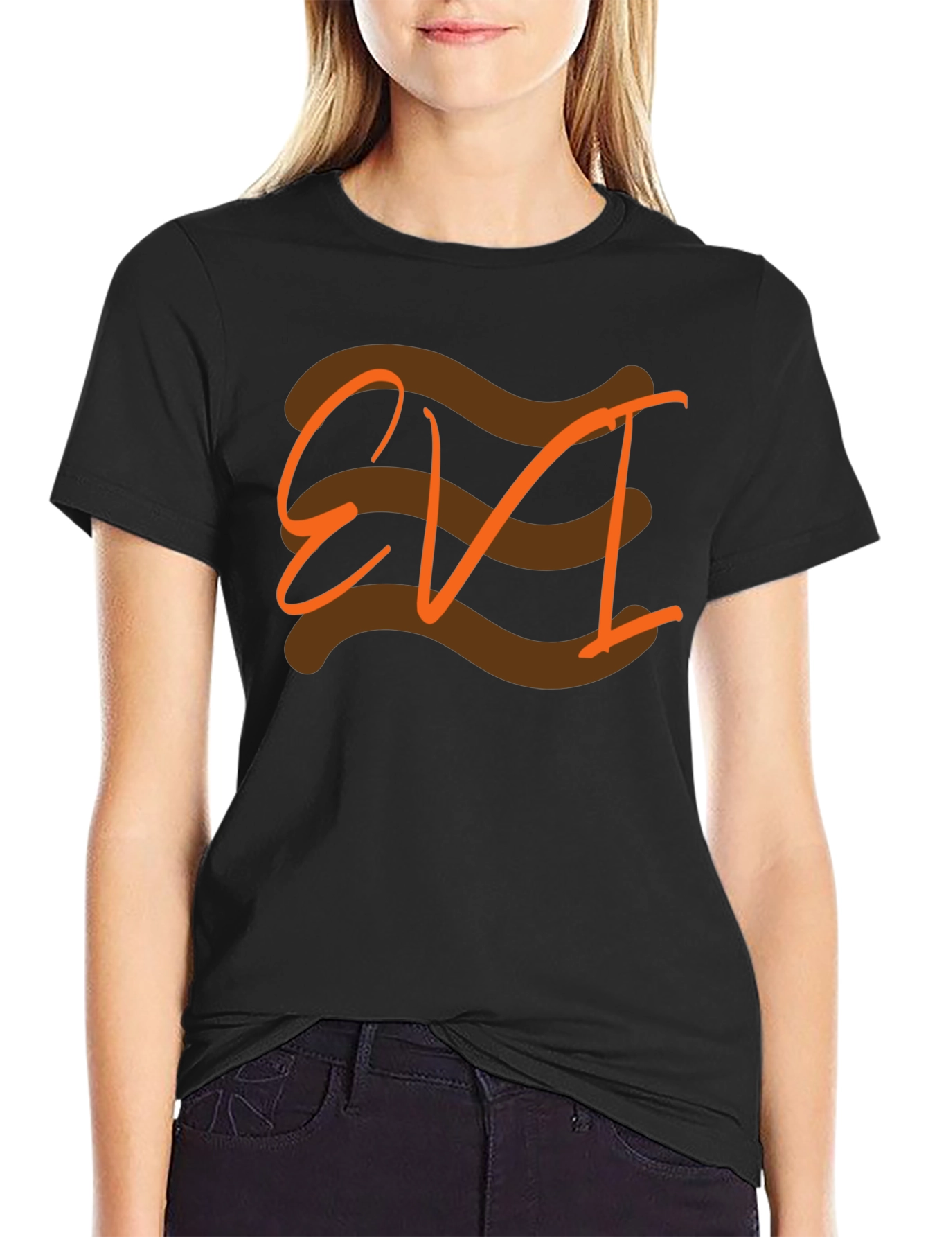 EVI Graphic Tee - Black Cotton Casual T-Shirt