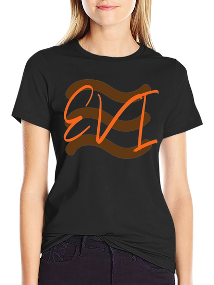 EVI Graphic Tee - Black Cotton Casual T-Shirt