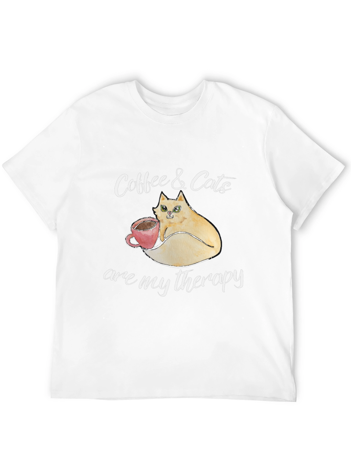 Coffee & Cats Therapy T-Shirt - Unique Design