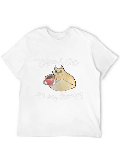 Coffee & Cats Therapy T-Shirt - Unique Design