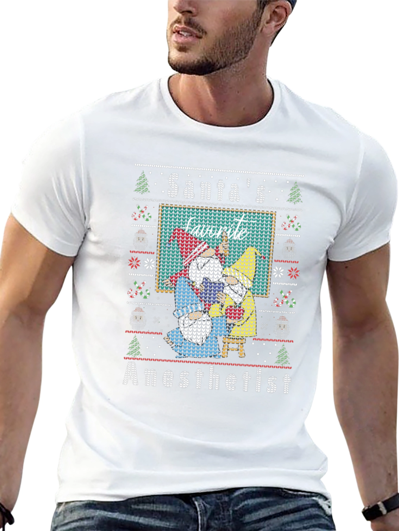 Santas Favorite Anesthetist Ugly Christmas Sweater T-Shirt