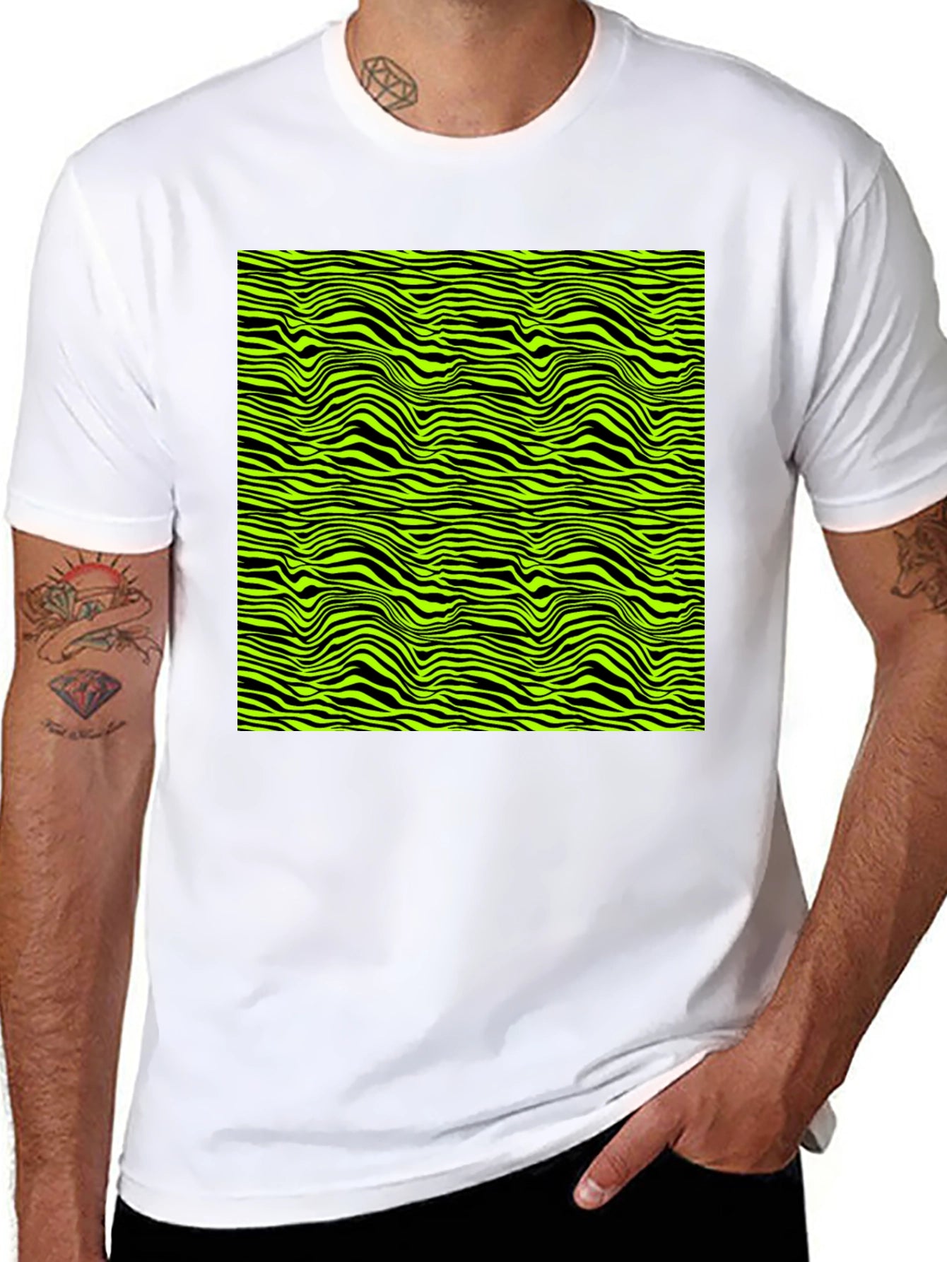 Abstract Zebra Stripe Graphic Print Mens T-Shirt