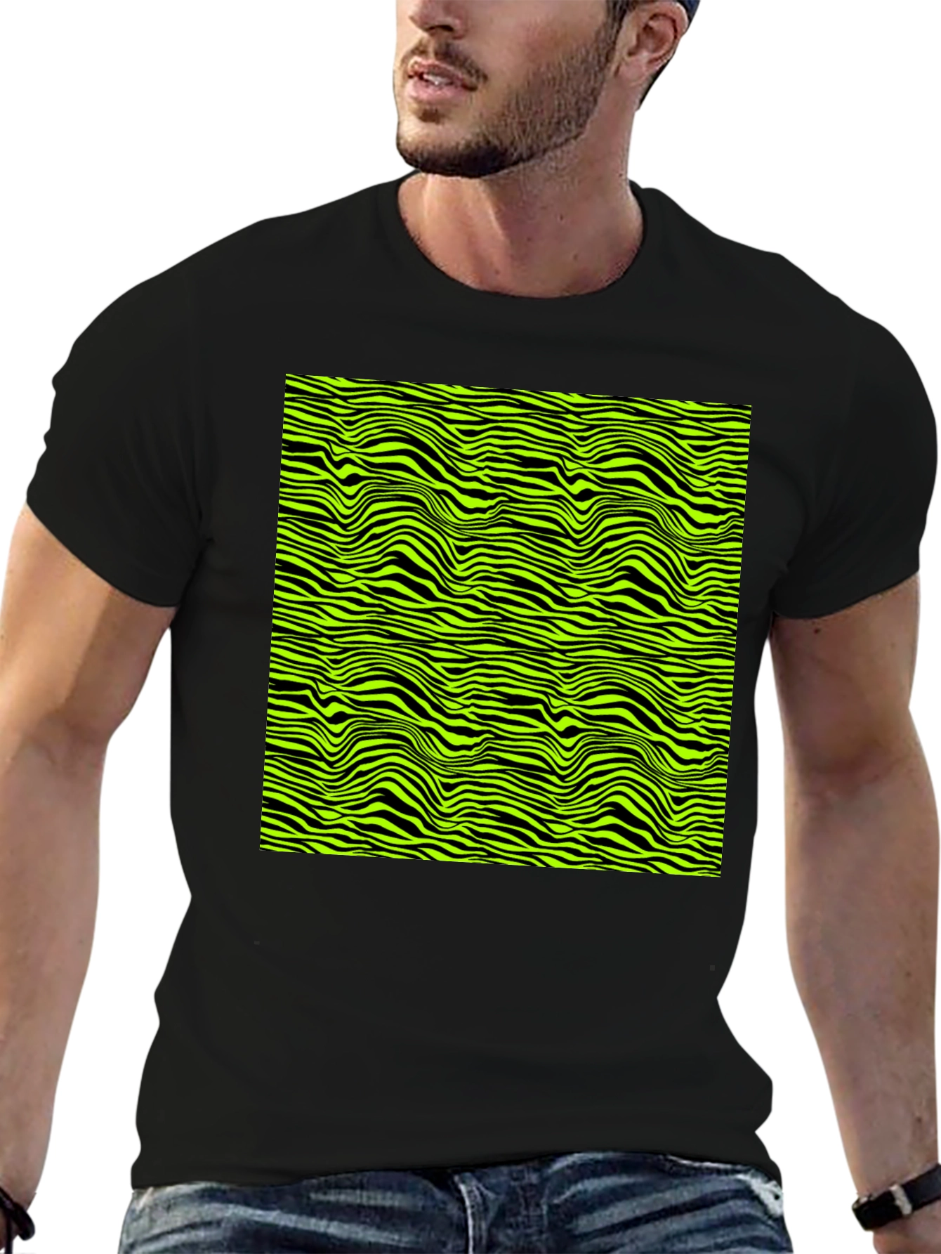 Abstract Zebra Stripe Graphic Print Mens T-Shirt