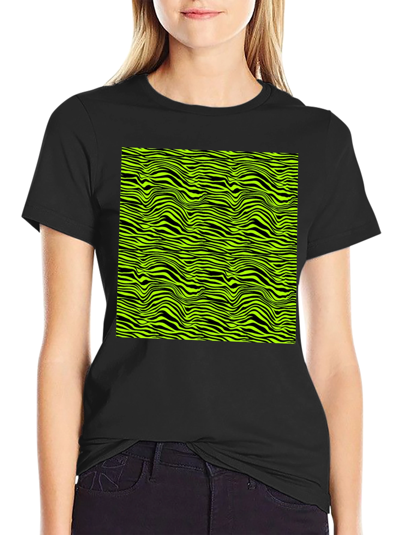 Abstract Zebra Stripe Graphic Print Mens T-Shirt