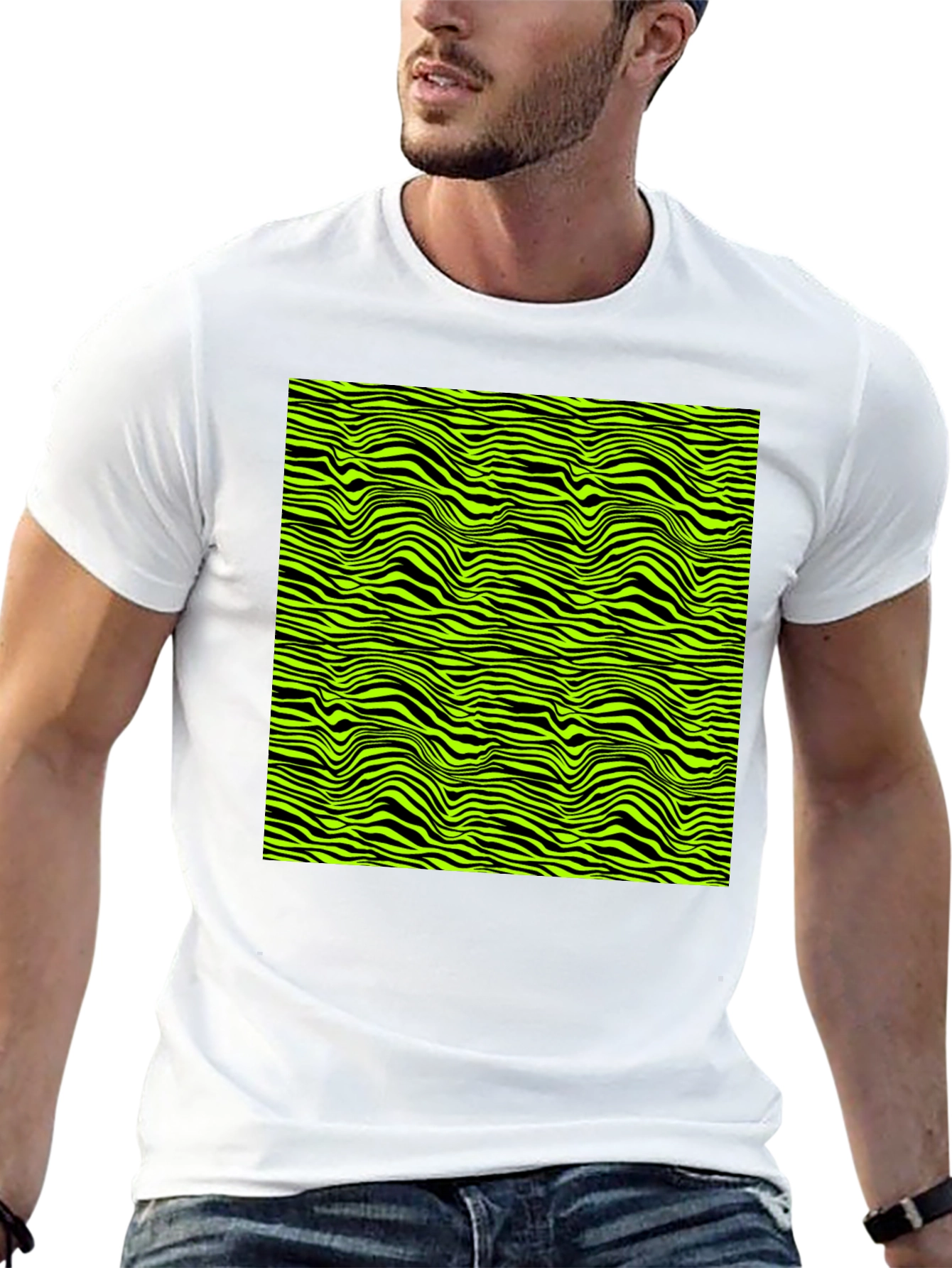 Abstract Zebra Stripe Graphic Print Mens T-Shirt