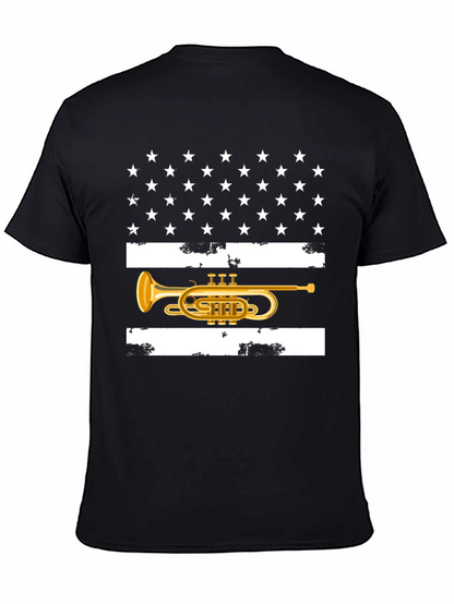American Flag Trumpet T-Shirt Patriotic USA