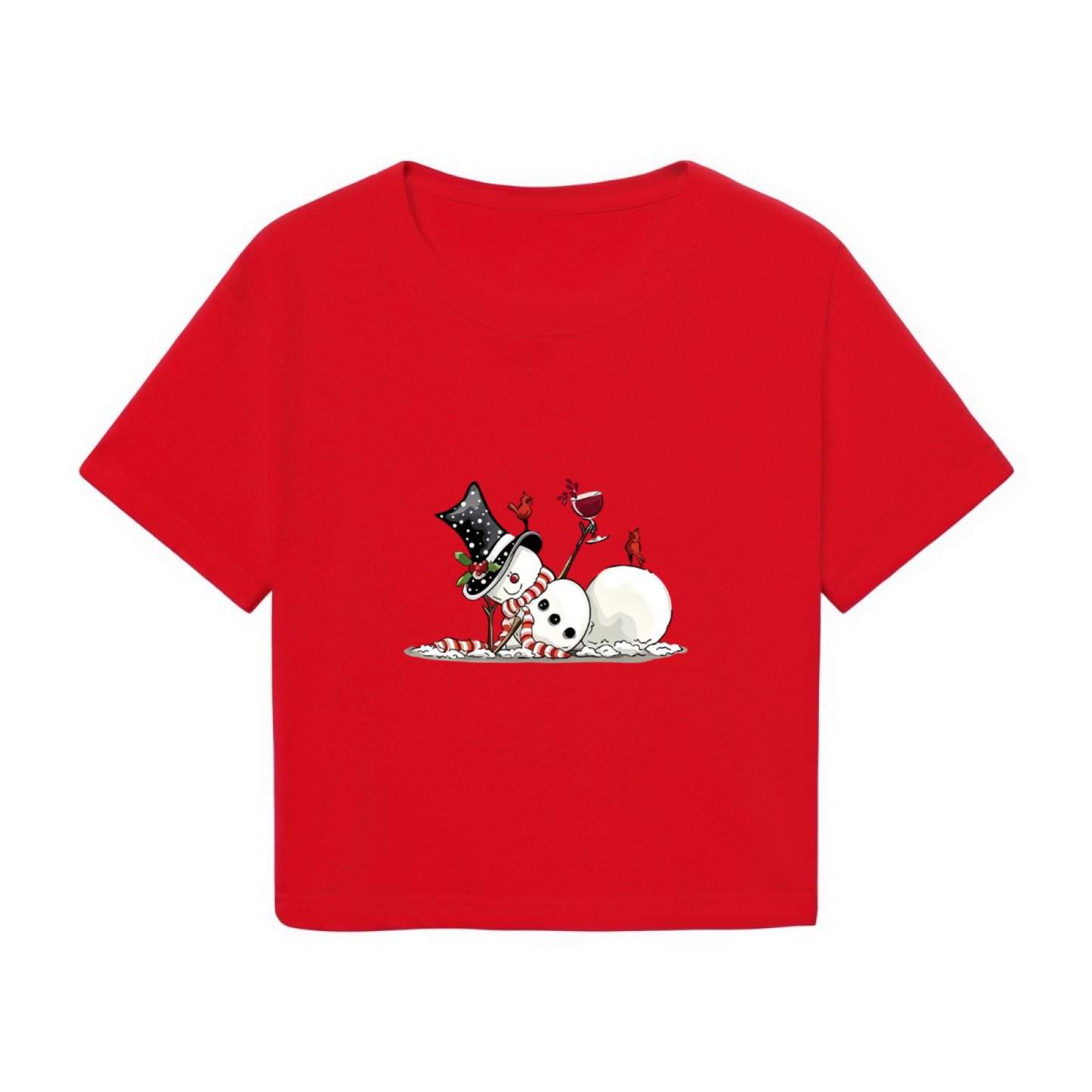 Funny Drunk Snowman Christmas Party Women Crop Top