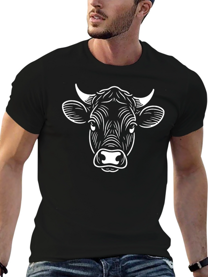 Cow Graphic Print Tee - Black