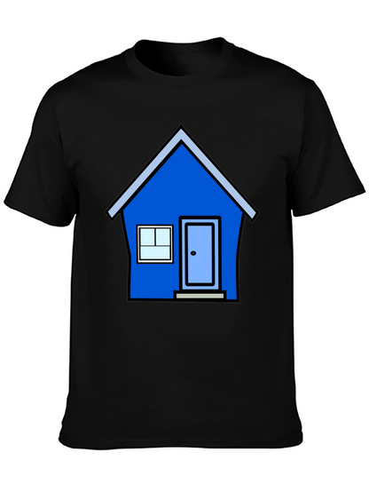 Cartoon House Graphic Tee - Black