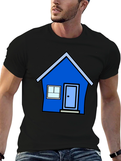 Cartoon House Graphic Tee - Black